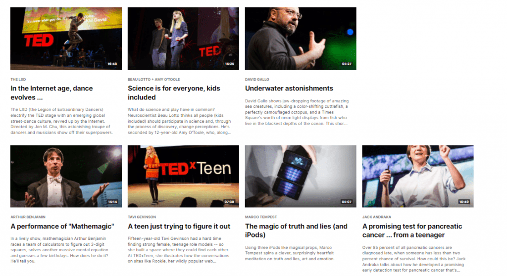 Ted Talks for Kids - المقاطع المتاحة